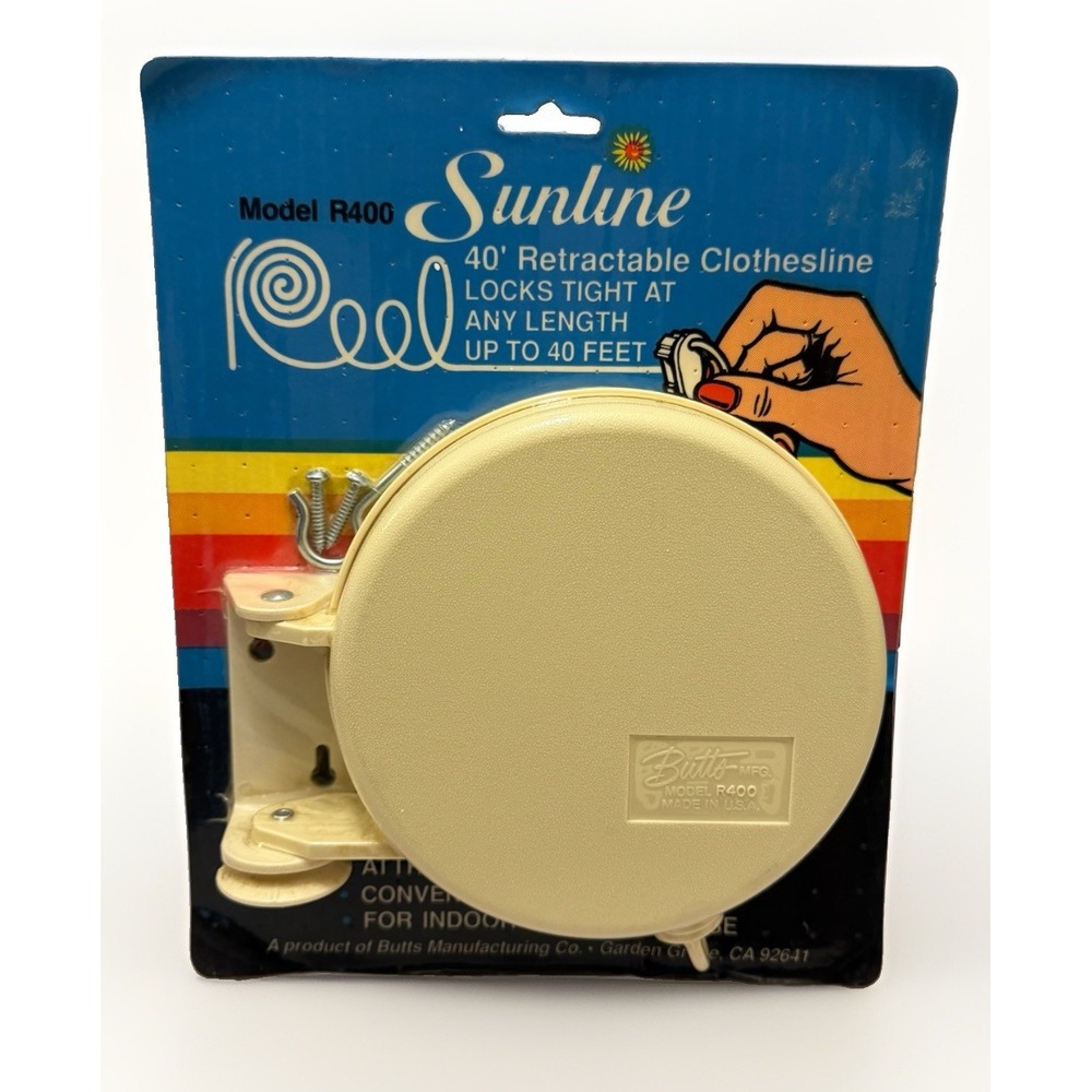 VTG 1970s Sunline Retractable Clothesline 40 FT Laundry Line Dry Staging Retro